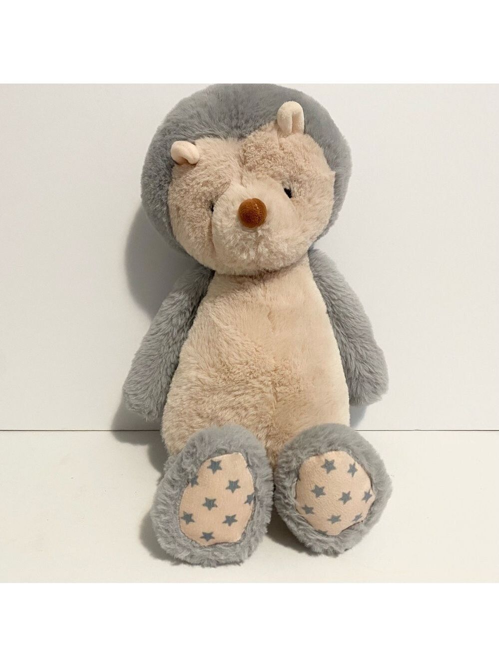 Worlds Softest Plush Hedgehog Stuffed Animal Ears Lovey Baby Toy Gray Tan Stars